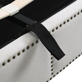 thumbnail of Merax Hydraulisches Polsterbett 140x200 Stauraumbett Doppelbett aus Baumwolle-Leinen mit Nietenverzierung & Lattenrost Hellgrau