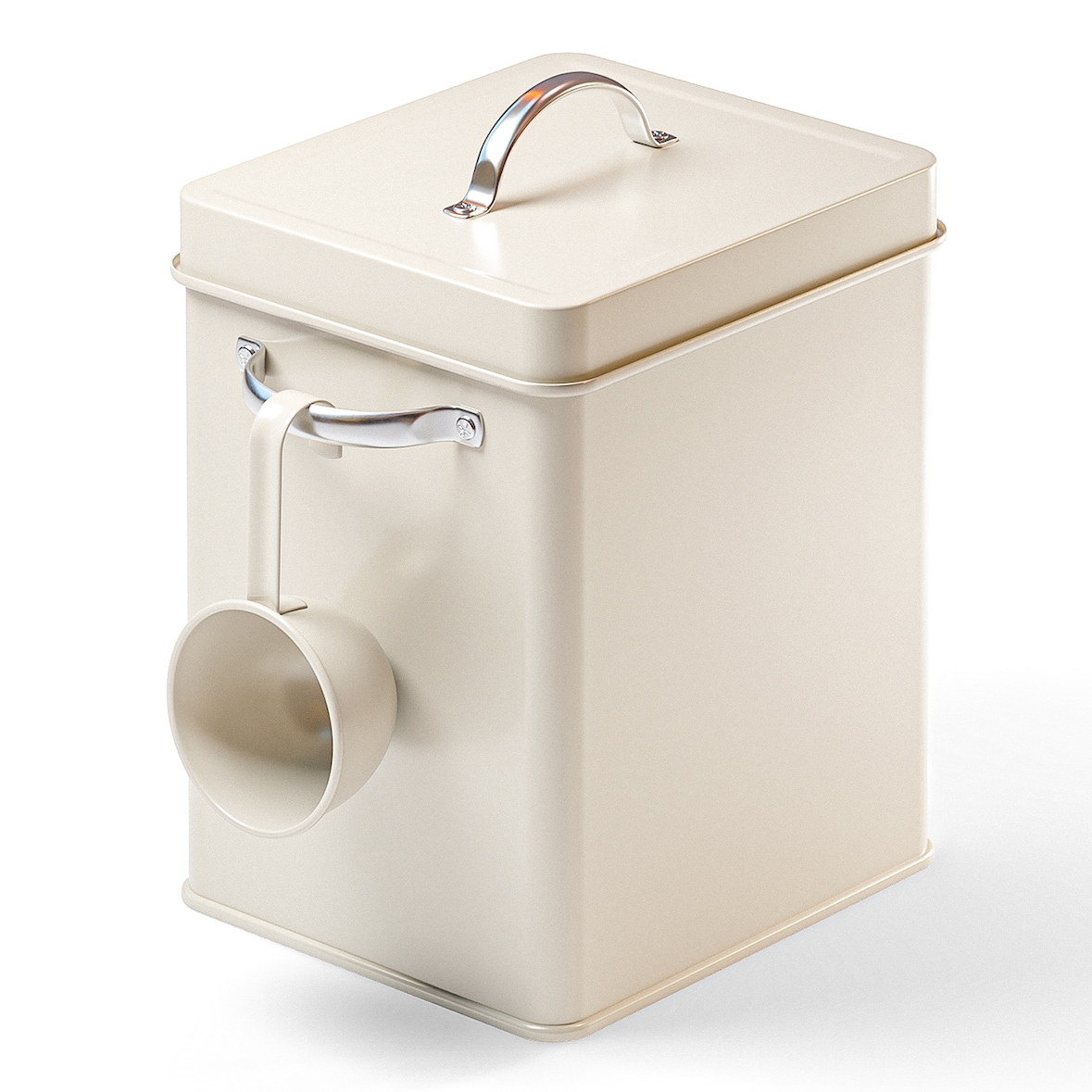 Björn&Schiller Waschmittelbox 6,5 L aus Metall, Aufbewahrung mit Dosierer für Waschpulver, Spülmaschinenpulver oder Geschirrspülpulver