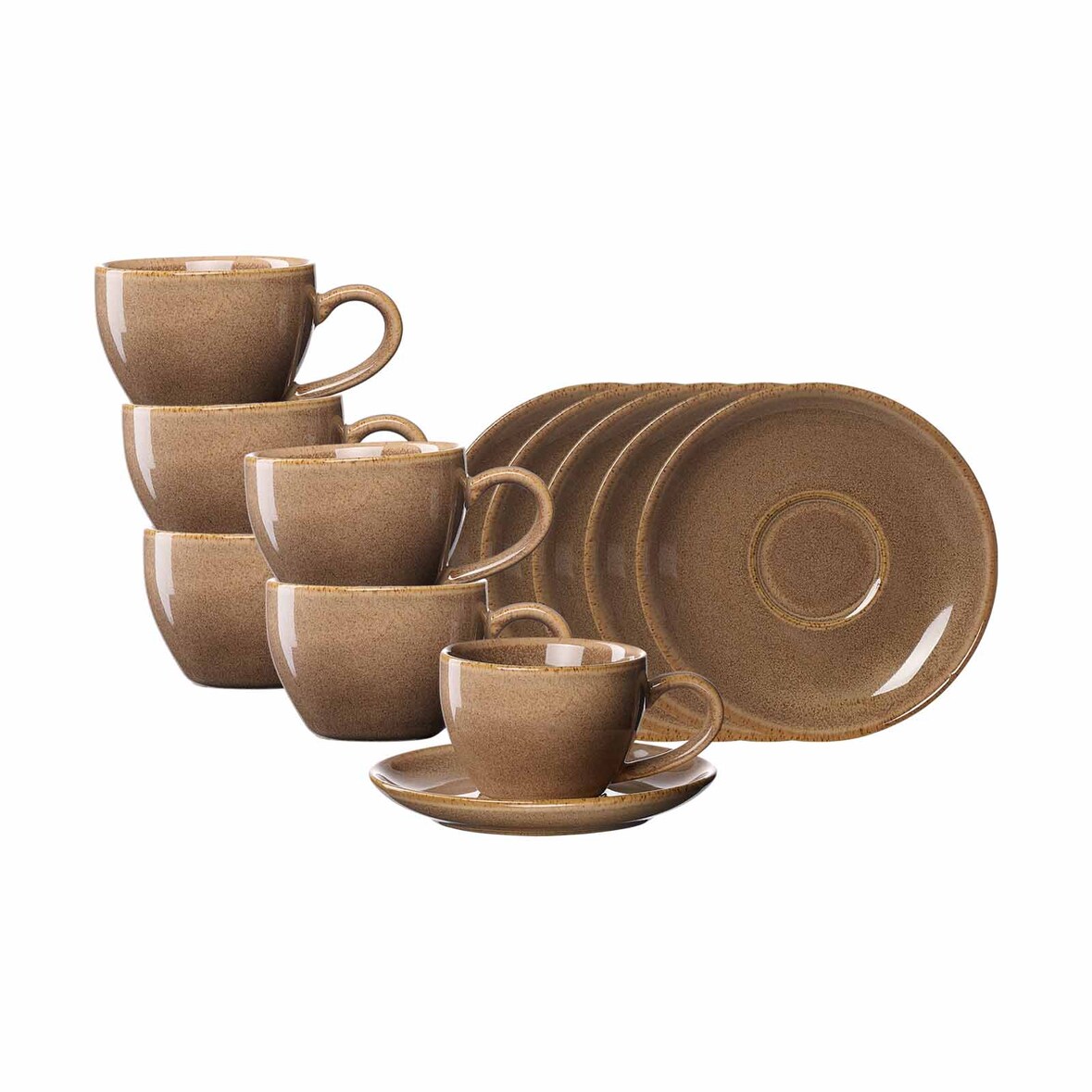Ritzenhoff & Breker Sahara Espressotasse mit Untertasse 6er Set - Hellbraun