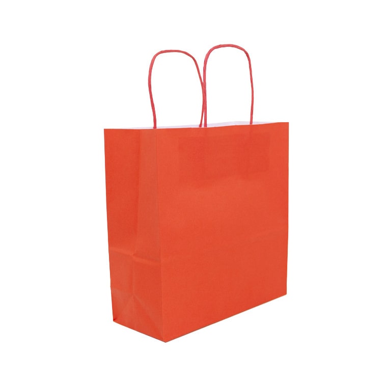MONOUSO - Bolsa Papel Roja con Asas 90g/m² 22+10x27cm (25 Uds)