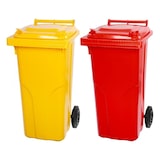 thumbnail of Mega Deal 2x PROREGAL 2-Rad-Mülltonne, 120 Liter, HDPE Kunststoff, Gelb & Rot, Mülltonne, Müllgroßbehälter, Mülleimer, Abfalltonne, Müllbehälter