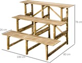 thumbnail of Pflanzentreppe Blumenregal 3 Stufen 100x80x78 cm Naturholz aus massivem Tannenholz verrotungsbeständig standfest hohe Tragkraft bis 80 kg