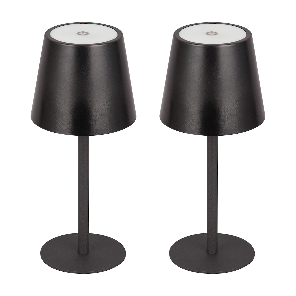 aro LED-Tischlampe 2er Set, Stahl/Kunststoff, Ø 8.6 x 20 cm, USB Anschluss, Touch Control, dimmbar, wasserdicht, schwarz