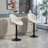 thumbnail of Barhocker Polyester Beige, höhenverstellbar 62–83 cm, 360° drehbar, mit Stahlgestell