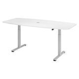thumbnail of bümö elektrisch höhenverstellbarer Konferenztisch in weiß 220x103 cm, Gestell: Silber - Besprechungstisch rund-oval, großer elektrischer Meeting