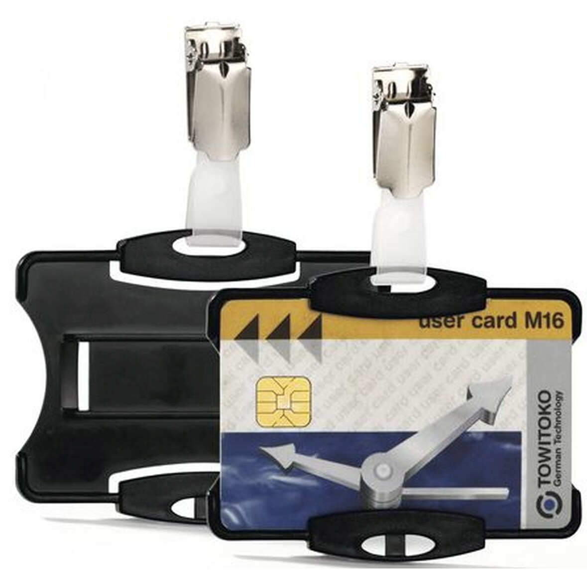 Namensschild für Betriebsausweise mit Clip 54x85 schwarz VE=6x25 Stück