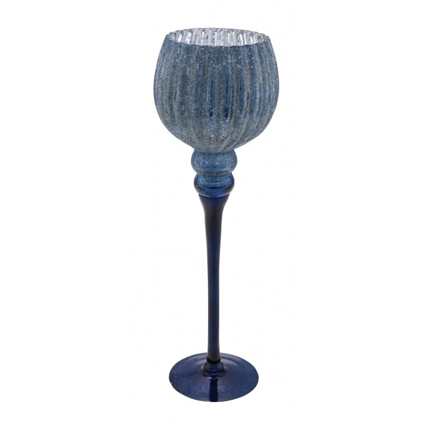 NEU Glaskelch, blau / silber, Ø 13 cm  / Höhe: 40 cm, "Germany", handgefertigt