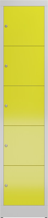 thumbnail of ClassiX Schließfachschrank, 1 Abteil, 5 Fächer, 1800 x 415 x 500 mm, lichtgrau/zinkgelb