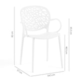 thumbnail of Set de 6 sillas de exterior apilables con reposabrazos en resina respaldo perforado diseño natural para jardín terraza bar restaurante Linda - blanco