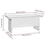 thumbnail of Gartentisch aus massivem Akazienholz und grauem Rattan 100x50x43/63cm.