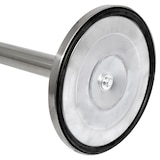 thumbnail of Danieli Store | Postes separadores de acero con cinta extensible hasta 3 mt | Columna con cinta separadora negra y avisos horizontal A4