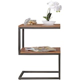 thumbnail of Beistelltisch AKOLA S-Form Massiv-Holz Sheesham / Metall 45 x 60 x 30 cm, Design Wohnzimmertisch Landhaus-Stil, Anstelltisch Ablagetisch