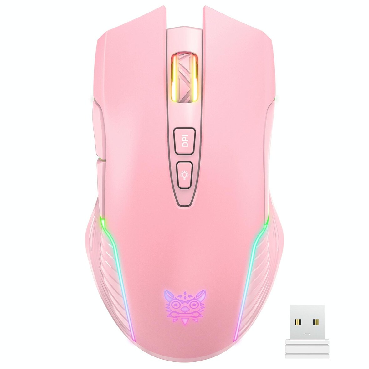 Souris Sans Fil Ergonomique Avec Éclairage RGB Et Longue Autonomie Rose YONIS