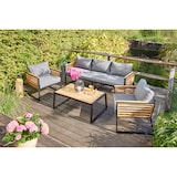 thumbnail of Tarrington House Conjunto de exterior Ateo, 4 piezas, aluminio / madera de teca, 2 sillas, 1 sofá de 3 plazas, 1 mesa de centro, multicolor