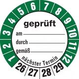 thumbnail of Dreifke® Aufkleber | Prüfetiketten geprüft am... durch... gemäß..ab 26 weiß/ - 35 mm Folie selbstklebend, 10 St