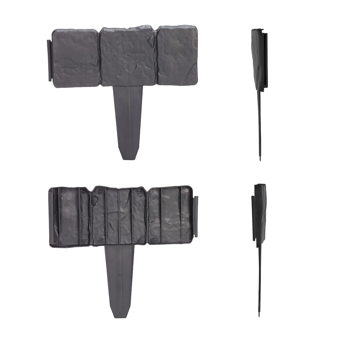 Relaxdays Beetzaun, 10-teilige Beetumrandung, Steinoptik, HxB: 10x25 cm, Rasenkante zum Stecken, Kunststoff, anthrazit