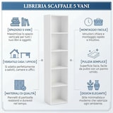 thumbnail of Libreria Scaffale 5 Vani Mobile Soggiorno Ufficio Casa 30x24x132 Cm - Bianco