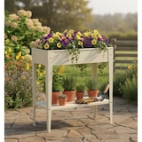 thumbnail of Mueble macetero Vintage Blanco Retro de aluminio para jardín y exterior ROMERO GARDEN