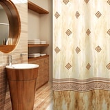 thumbnail of Textil Duschvorhang Kolonial Beige Braun 240x180 cm, inkl. Duschvorhangringe inkl. Beschwerung