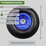 thumbnail of Sackkarrenrad Luftrad 260x85 mm 3.00-4 60 mm versetze Nabe Ø 20 mm blau robustes 4 PR Gewebe