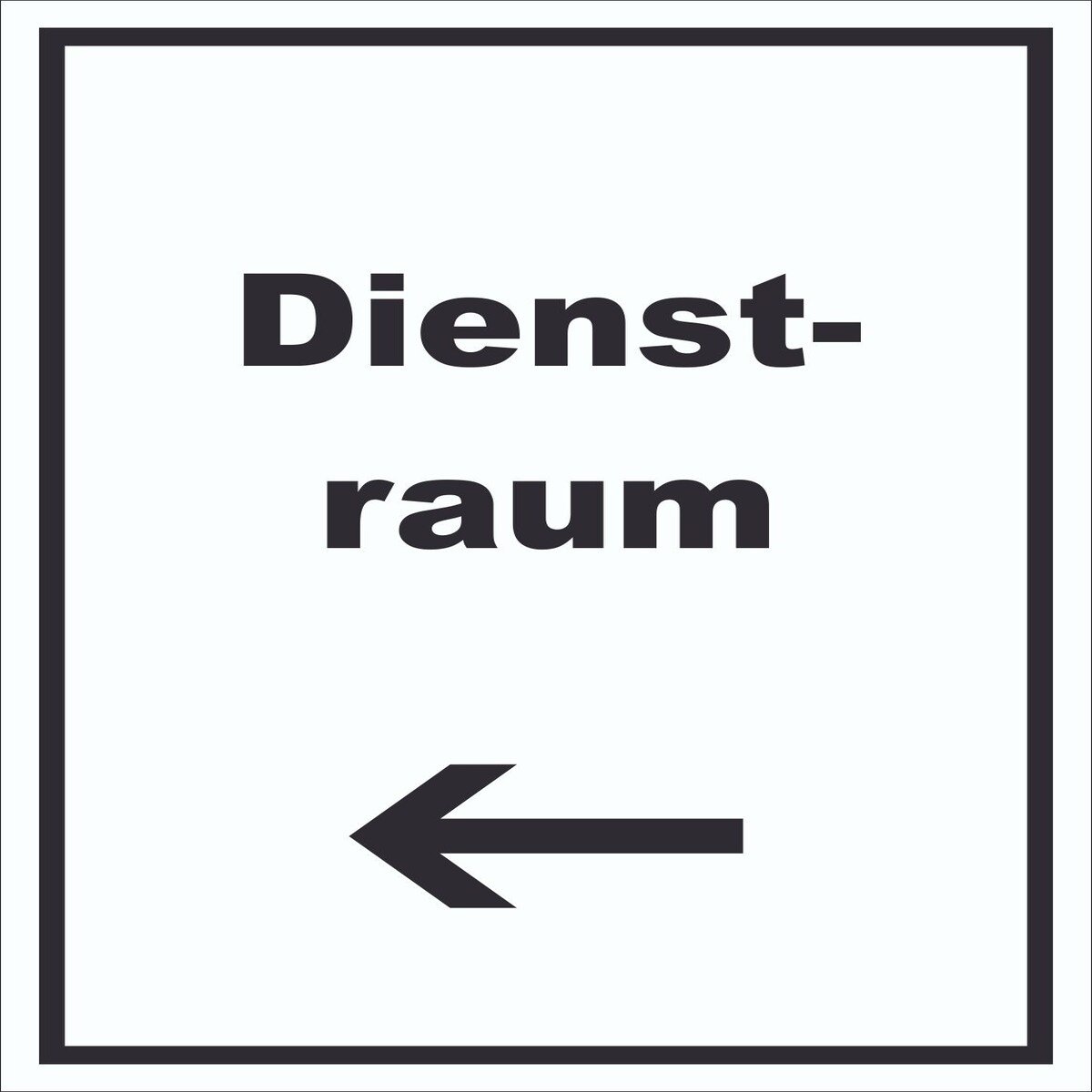 Dienstraum Schild mit Text und Richtungspfeil links Büro hochkant A5 Rückseite selbstklebend