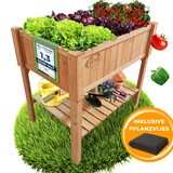 thumbnail of Coemo Hochbeet Holz 120 x 40 x 90 cm mit Ablageboden Frühbeet Pflanztrog Bausatz für Gemüse, Kräuter in Garten, Terrasse und Balkon