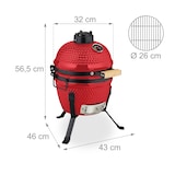 thumbnail of Relaxdays Kamado Grill, Ø 32 cm, Keramikgrill mit Thermometer bis 450°C, BBQ, Grillen, Kochen & Backen, Smoker, rot