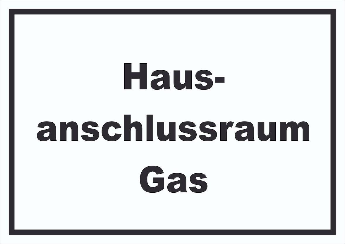 Hausanschlussraum Gas Schild mit Text HAR waagerecht A2 (420x594mm)