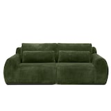 thumbnail of 2-Sitzer Sofa aus Schaumstoff mit weichem Kunstfell in Grün, USB-Anschluss und seitlicher Magazintasche