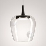 thumbnail of Zafferano Pendelleuchte Bilia 27 cm LED TRIAC 8 W 2700 K, mundgeblasenes Borosilikatglas, schwarz sandgestrahltes, hochwertiges Design