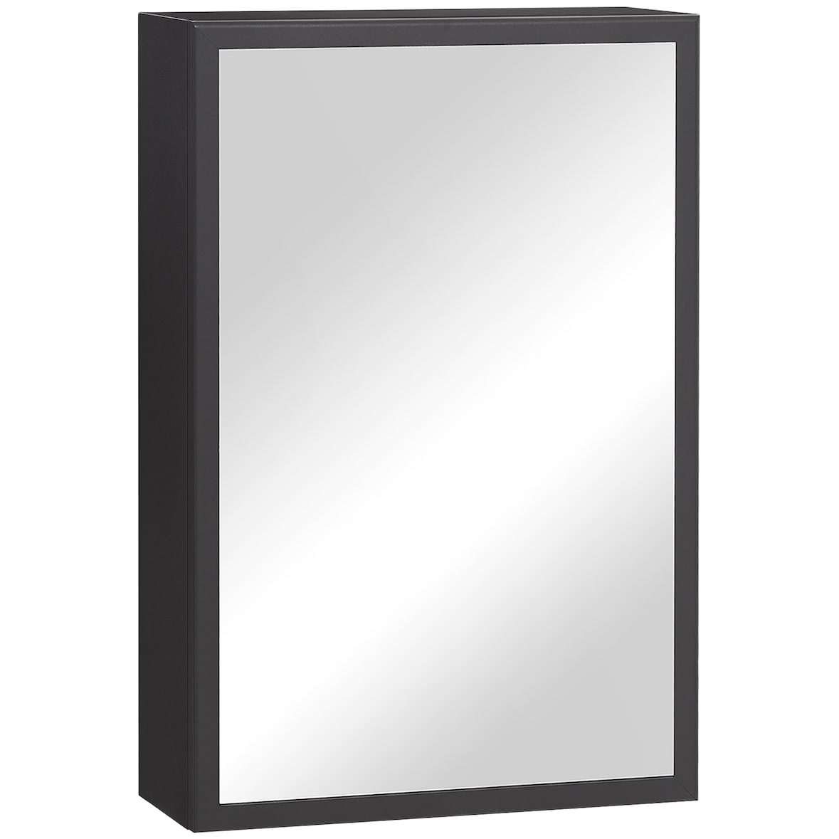 Spiegelschrank Hängeschrank fürs Bad 40x15x60 cm Schwarz mit Spiegeltür und 3 Ebenen, platzsparende Wandmontage, wasserfest lackiert
