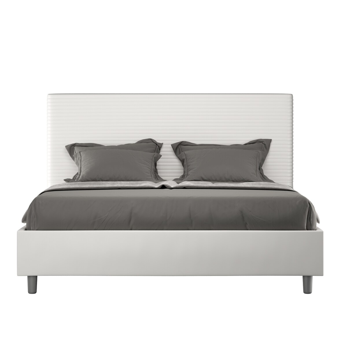 Letto contenitore imbottito 160x190 similpelle bianco Focus