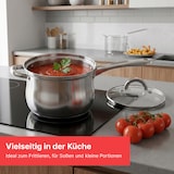 thumbnail of Frittiertopf 3,5L aus Edelstahl mit Frittierkorb & Glasdeckel – Induktion, Gas, Ceran & Elektro – Pommestopf Fritteuse Spülmaschinenfest