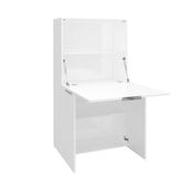 thumbnail of Dmora Scrivania Gianpiero, Mobile multiuso con scaffali e piano da lavoro, Tavolo per ufficio, Salvaspazio multiposizione, cm 70x35h140, Bianco lucido