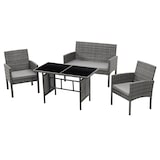 thumbnail of SVITA BROOKLYN XL Rattan Essgruppe Garten Möbel Set mit Tisch, 2 Sessel, 2er Sofa Grau