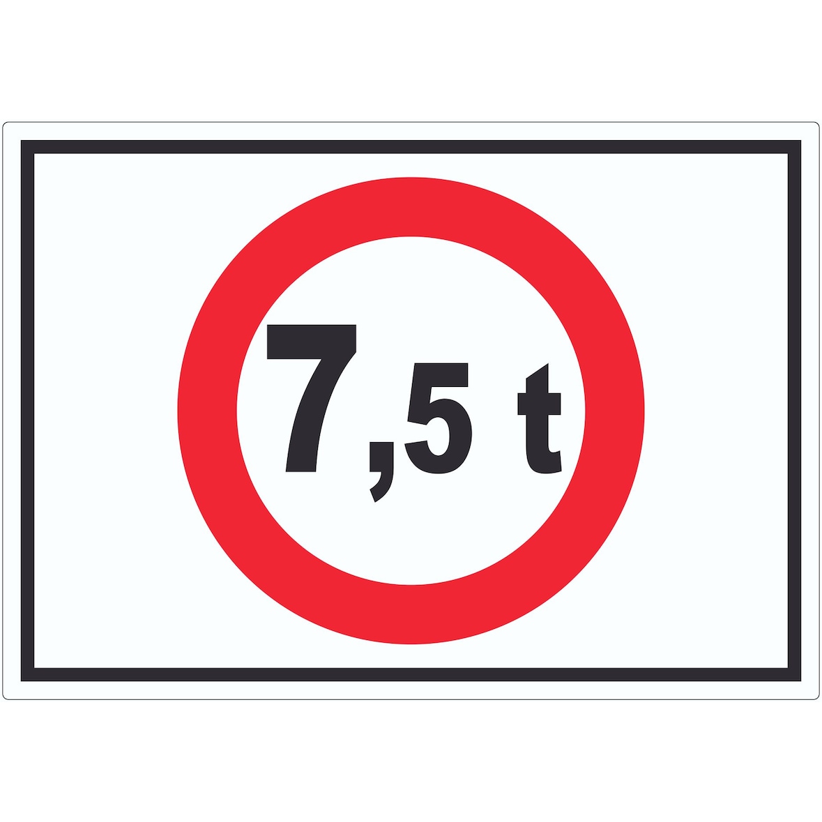 Durchfahrt verboten 7,5 Tonnen Symbol Aufkleber A3 (297x420mm)