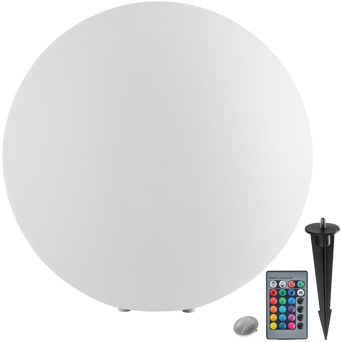 tectake Lâmpada esférica LUMINOUS GLOBE, LED com comando à distância - L (Ø 50 x 50 cm) branco