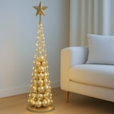 thumbnail of Deko-Baum HWC-O91, Weihnachtsbaum Schmuckbaum Weihnachtsdeko Christbaum zum Beschmücken, Metall 115cm ~ goldfarben