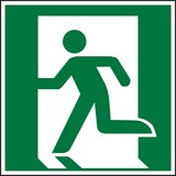 thumbnail of Rettungszeichen, Rettungsweg/Notausgang linksweisend E001 - ASR A1.3 (DIN EN ISO 7010) - 200x200 mm Folie selbstklebend, nachleuchtend