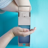 thumbnail of Relaxdays Eurospender, 1000 ml, Desinfektionsmittel, Seife, Ellenbogen-Hebel, Wandbefestigung, Hygienespender, silber