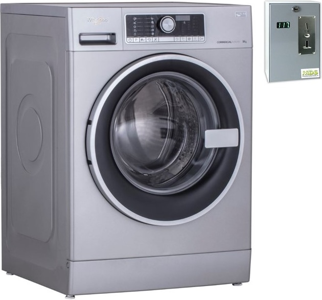 AWH912S-M/Pro silverline Gewerbewaschmaschine Whirlpool 9kg Fassungsvermögen mit externem Münzgerät zeitgesteuert