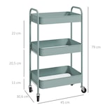 thumbnail of Carrito auxiliar con ruedas carrito de almacenamiento con 3 cestas y marco de acero para salón dormitorio oficina cocina 45x30,6x79 cm azul claro