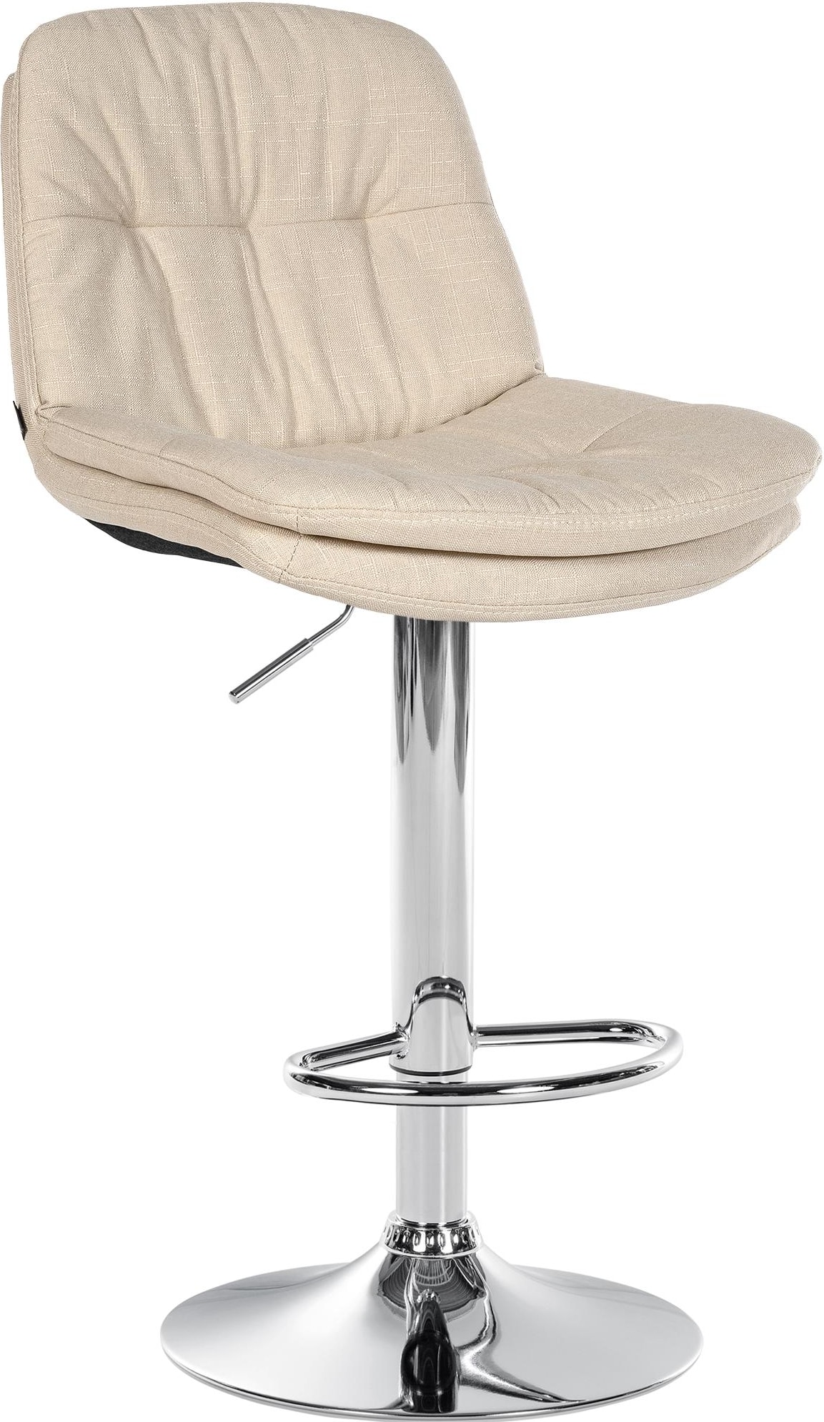Décoshop26 - Hoher Barhocker x1 für Küche und Bar mit weichem cremefarbenem Stoffsitz und verchromtem Metallgestell 10_0005697