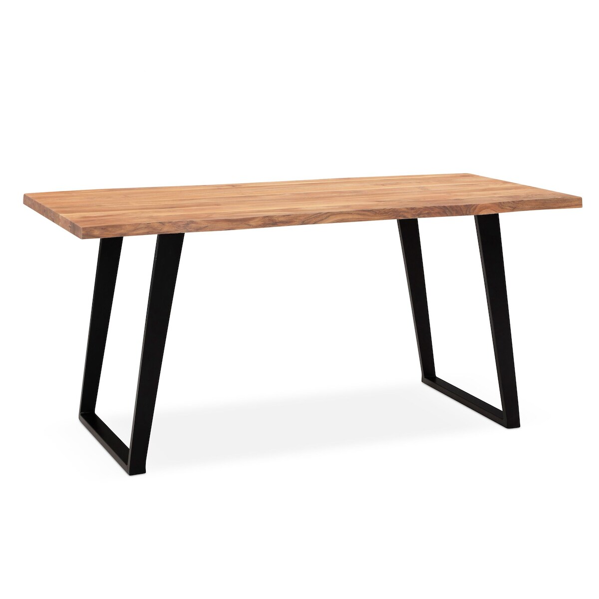 KADIMA DESIGN Schreibtisch 120x60x76 cm Akazie Massivholz / Metall Computertisch Baumkante, Homeoffice Bürotisch Massiv mit U-Beinen in Schwarz