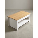 thumbnail of Couchtisch Weiß / Eiche 85x47x45 cm Wohnzimmertisch mit Stauraum, Design Sofatisch mit Ablagefach Modern, Kaffeetisch Loungetisch