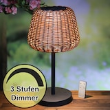 thumbnail of LED Garten Tischlampe Korboptik Rattanoptik dimmbar aufladbar Fernb.