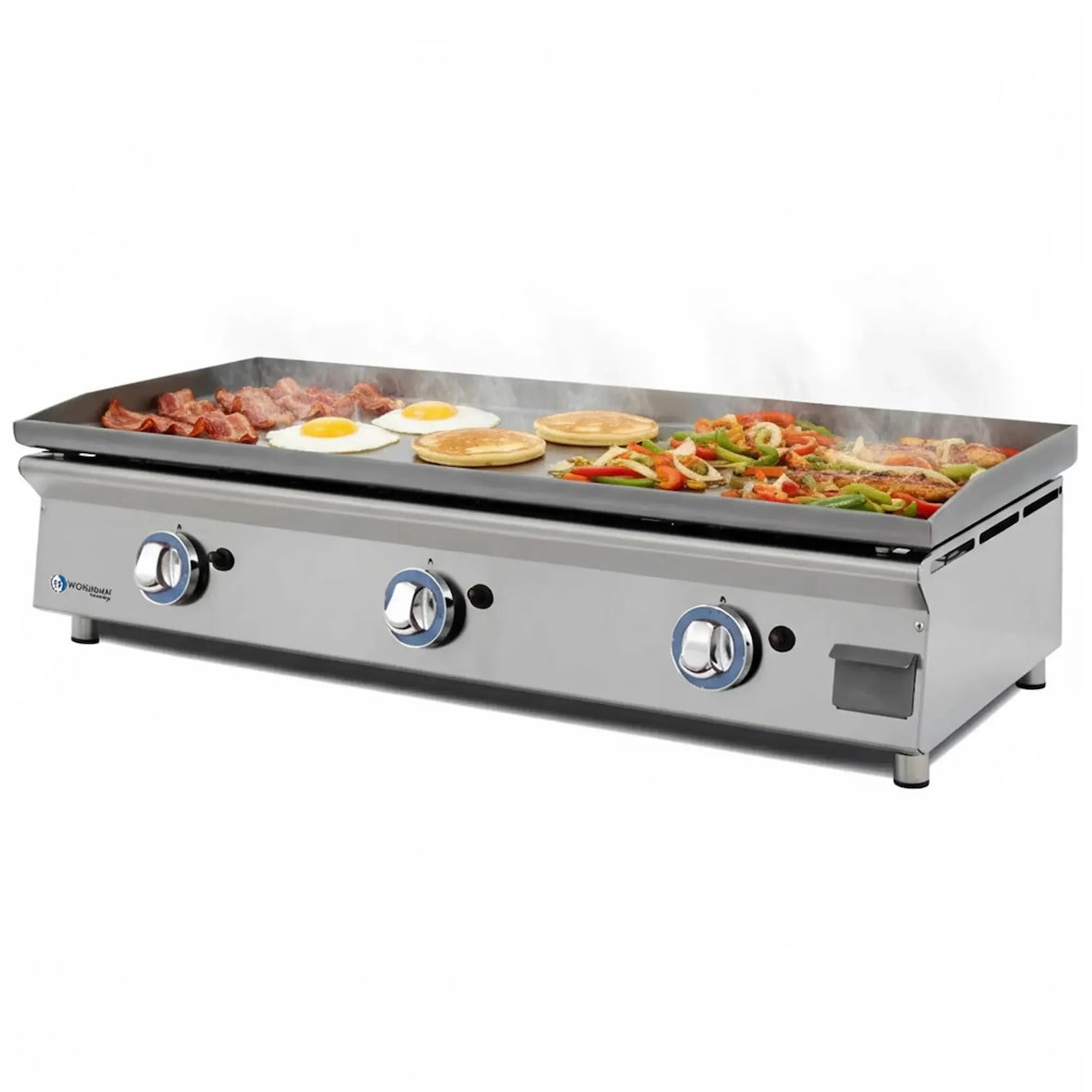 LUX WORLDMAI Gas-Grillplatte 100 cm aus laminiertem Stahl für die Gastronomie. INOX-Grillplatte für Bar- und Restaurantküchen.