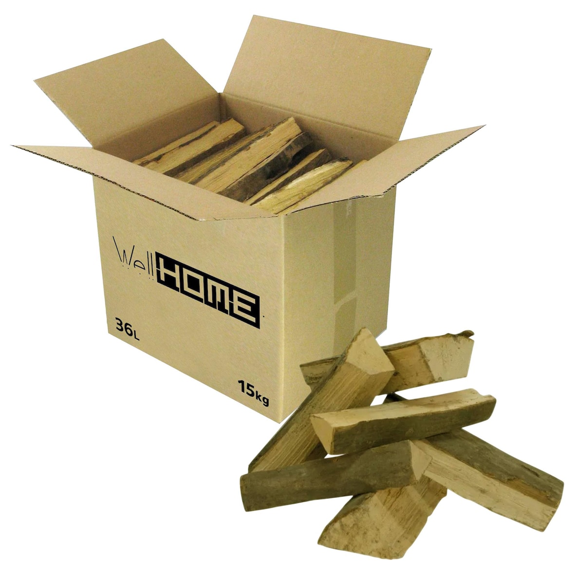 WellHome - 15kg Kiste trockenes Buchenholz Brennholz für Kamine und Grills