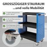 thumbnail of Werkstattwagen 3 Etagen Stahl blau Werkzeugwagen 70x39x79 cm auf Rollen, bis 300 kg Tragkraft