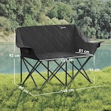 thumbnail of Campingstuhl Faltstuhl 145x60x92 cm Schwarz gepolstert für zwei Personen mit zwei Kühltaschen Tragetasche spritzwasserabweisend bis 250 kg